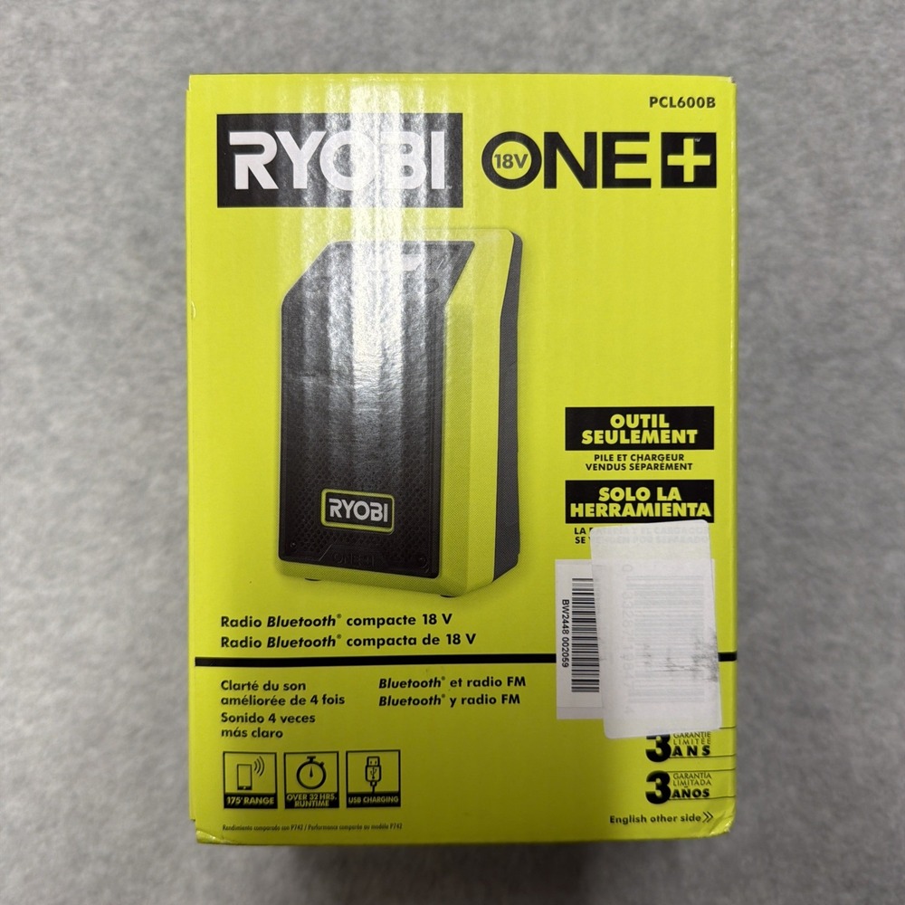 Ryobi 18V Compact Bluetooth Radio PCL600B (Tool-Only) 4x Improved Sound Clarity